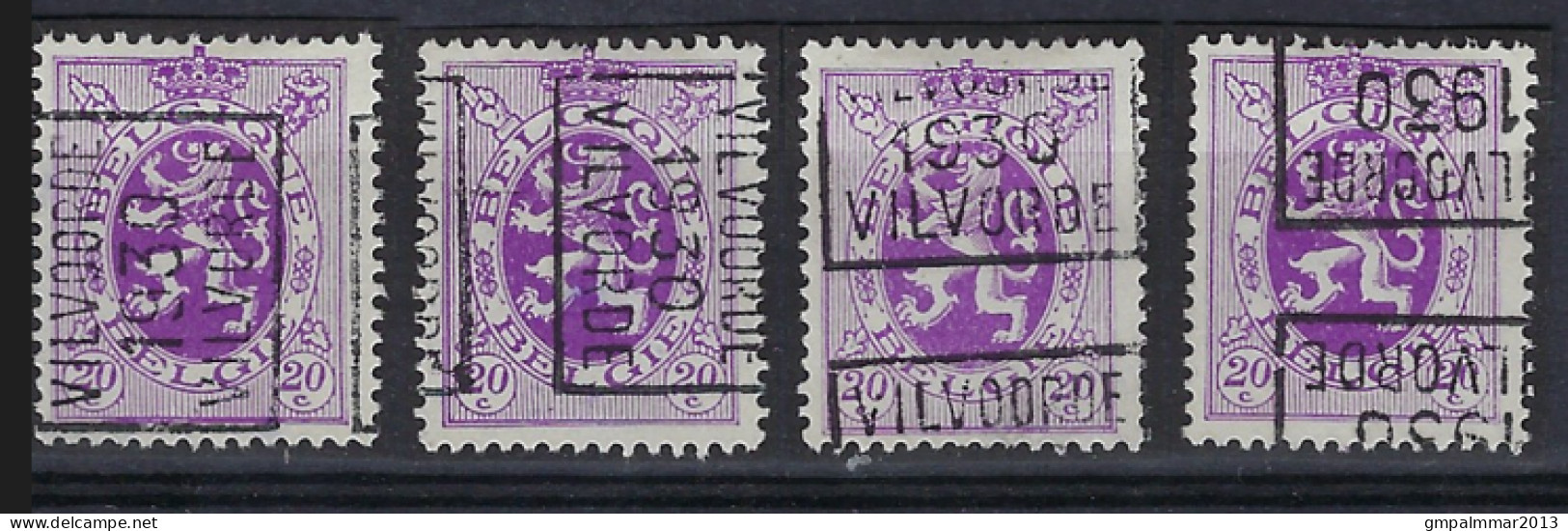 Zegel Nr. 281 Voorafgestempeld Nr. 5911 A + B + C + D VILVOORDE 1930 VILVORDE ; Staat Zie Scan ! - Rollenmarken 1930-..