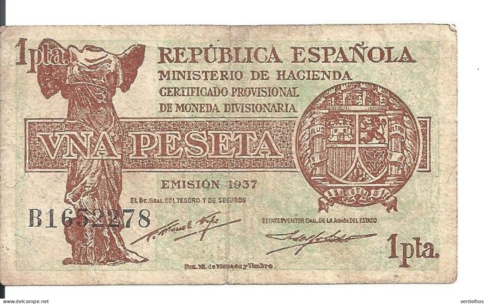 ESPAGNE 1 PESETA 1937 VF P 94 - 1-2 Pesetas