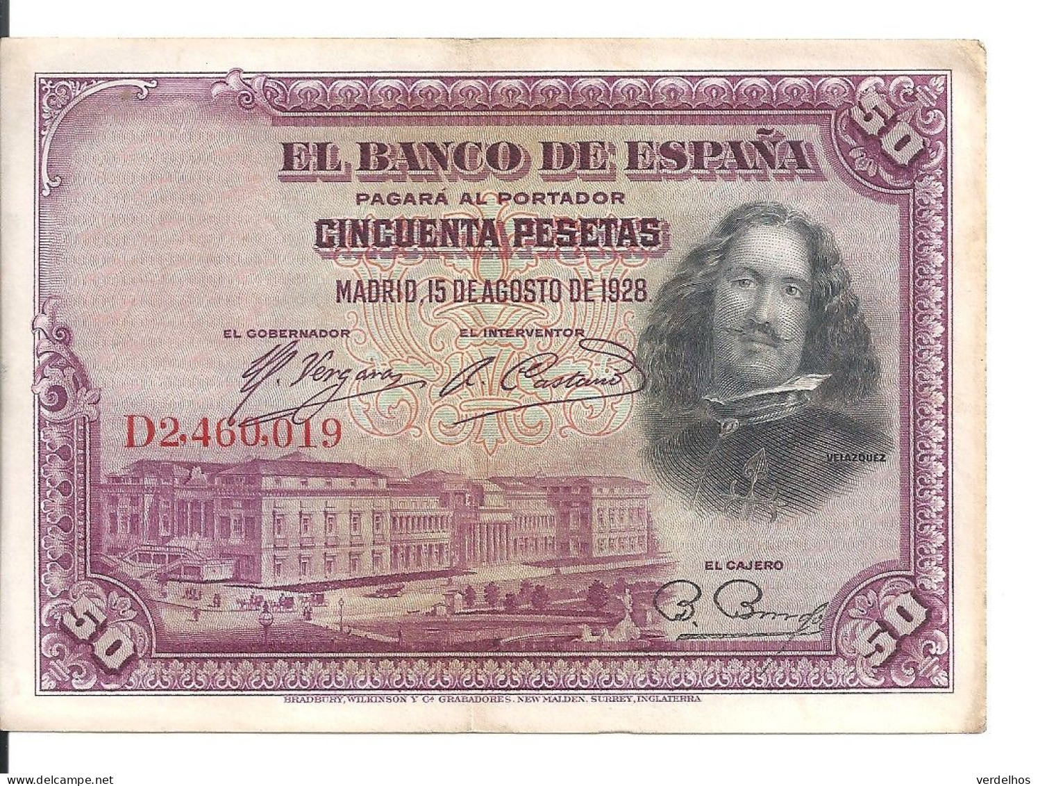 ESPAGNE 50 PESETAS 1928 VF+ P 75 - 50 Pesetas