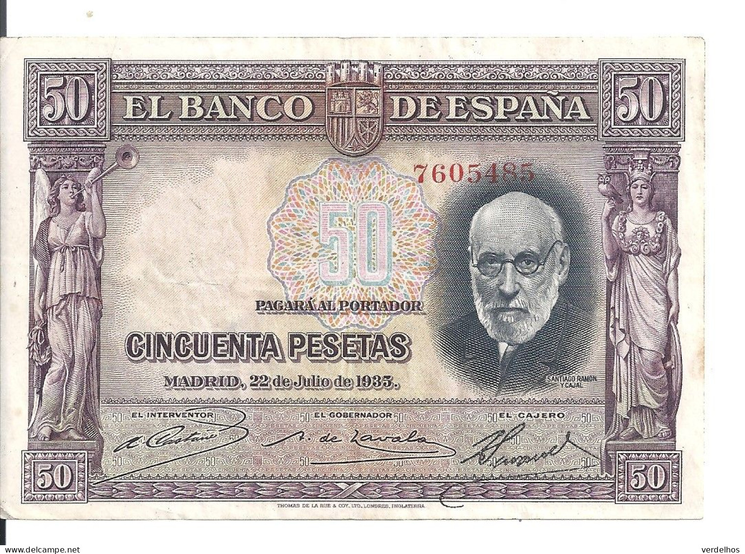 ESPAGNE 50 PESETAS 1935 VF+ P 88 - 50 Peseten