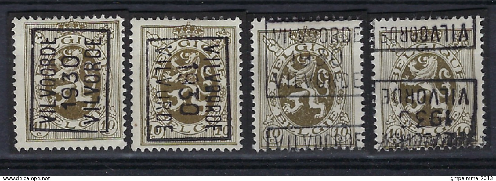 Zegel Nr. 288 Voorafgestempeld Nr. 5859 A + B + C + D VILVOORDE 1930 VILVORDE ; Staat Zie Scan ! - Rollenmarken 1930-..