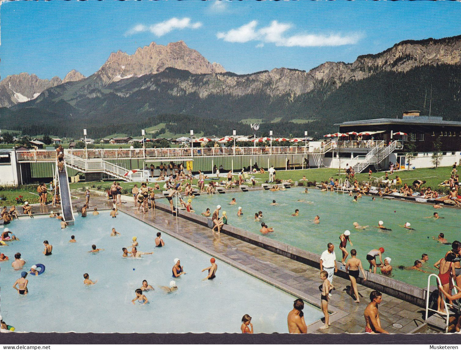 Austria PPC St. Johann In Tirol Swimmingpool Schwimmbad ST. JOHANN To HILLERØD Denmark (2 Scans) - St. Johann In Tirol