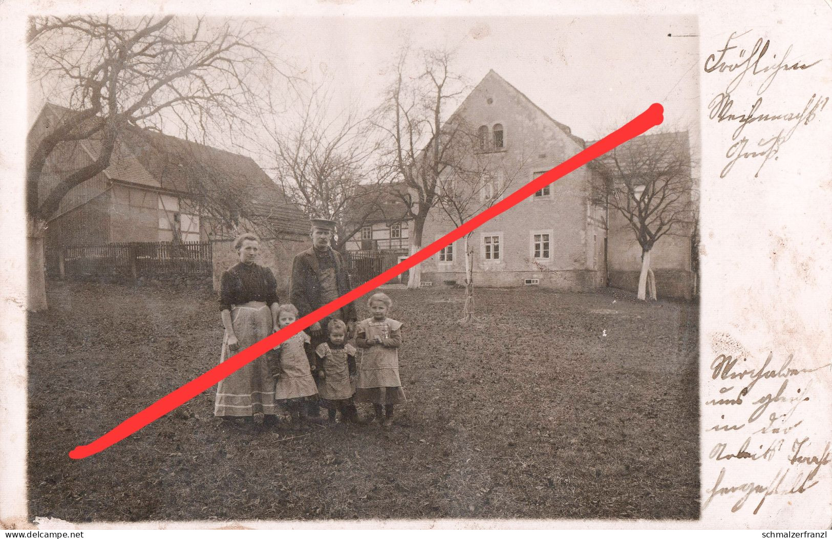 Foto AK Sora Klipphausen Dorfstraße Bauernhaus Dreiseithof Wilsdruff Taubenheim Röhrsdorf Lampersdorf Lotzen Birkenhain - Herzogswalde