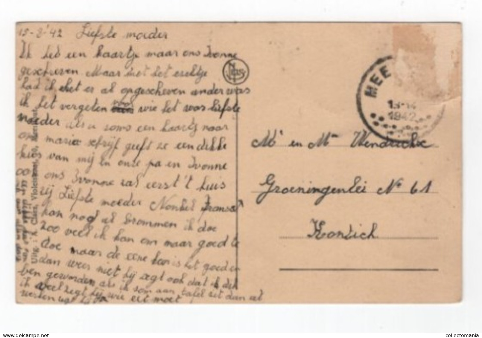 1 Oude Postkaart  Meerhout  Violetstraat Anno  1942 - Meerhout