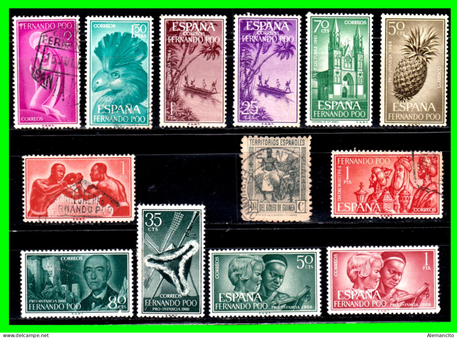 ESPAÑA – COLONIAS ESPAÑOLAS ( FERNANDO POO  AFRICA) 10 SELLOS AÑOs 1951-1960 DIFERENTES VALORES NUEVOS - Fernando Po