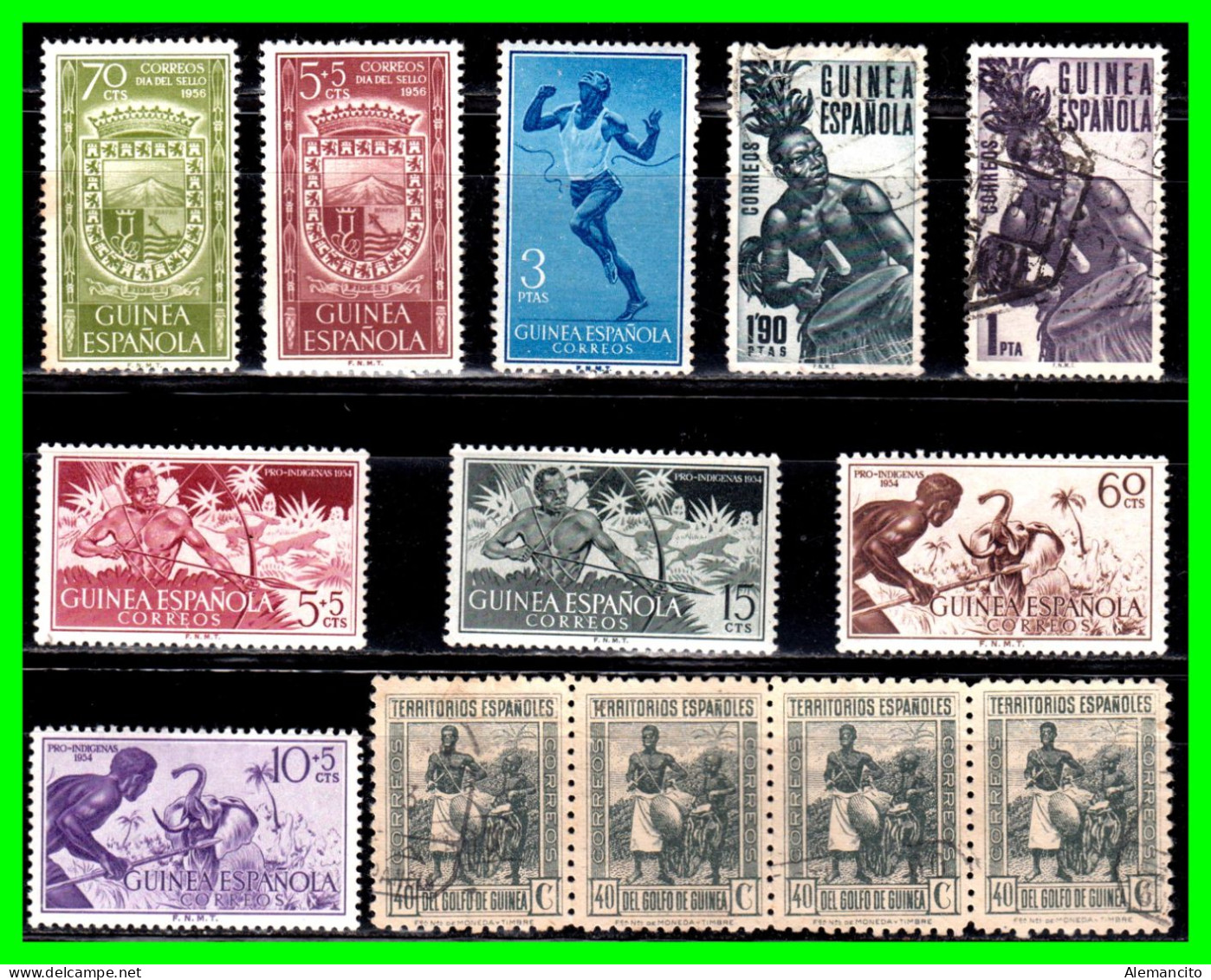 ESPAÑA – COLONIAS ESPAÑOLAS ( GUINEA ESPAÑOLA - AFRICA) 9 SELLOS AÑO 1951 - 1960 DIFERENTES VALORES NUEVOS - Guinea Española