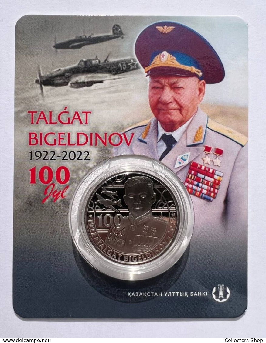 KAZAKHSTAN: 2022 Melkhior 100 Tenge TALGAT BIGELDINOV Pilot Aviator Blister BU - Kazakhstan