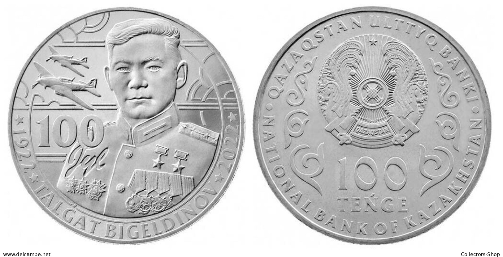 KAZAKHSTAN: 2022 Melkhior 100 Tenge TALGAT BIGELDINOV Pilot Aviator Blister BU - Kazakhstan