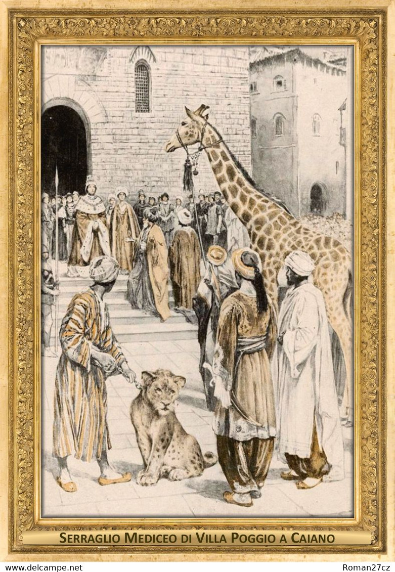 M097 Zoo - Serraglio Mediceo Di Villa Poggio A Caiano (Medici Menagerie), IT - Unknown Author, ~1490 - Giraffe, Lion - Prato