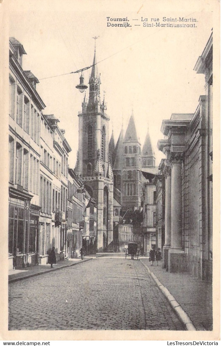 Belgique - Tournai - La Rue Saint Martin - Doornijk - Sint MartinusstraatClocher - Animé - Carte Postale Ancienne - Tournai