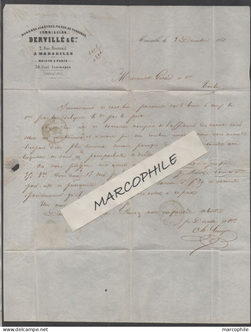 MARSEILLE - CERES  / 1851 LAC OBLITERATION GRILLE SUR 25 C. BLEU # 4 (ref 8693) - 1849-1850 Cérès