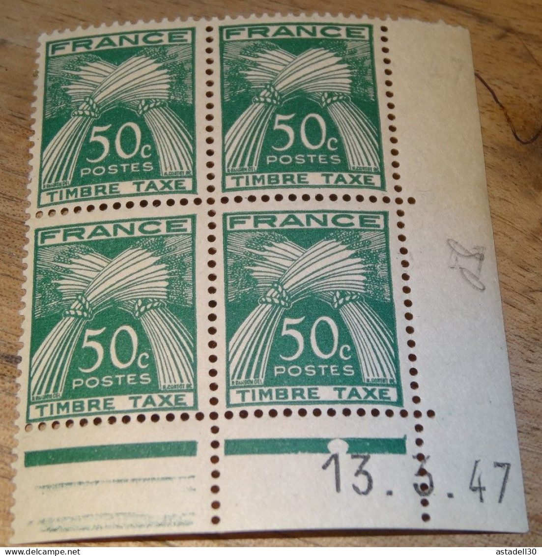 Coin Daté, Taxe 50c Vert, N°80 Du 13/03/1947, Neufs Sans Charniere .......... CL1-6-2a - Segnatasse