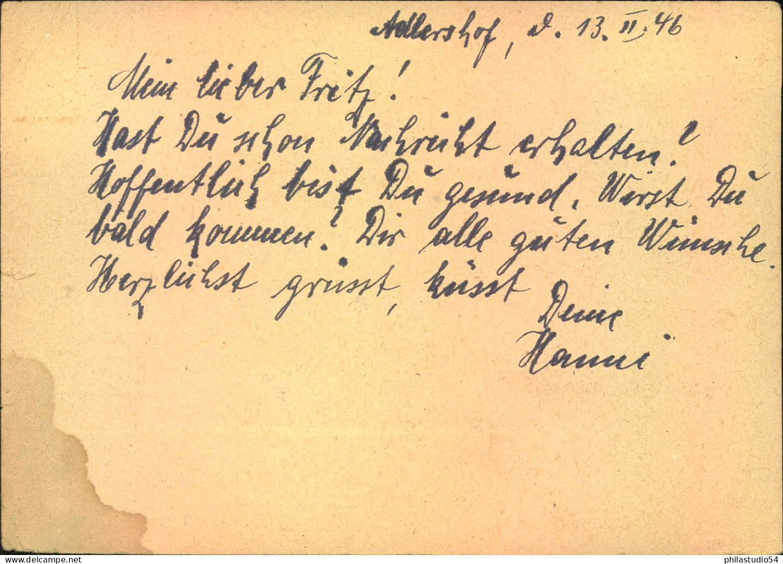 1946, Frankierte Kriegsgefangenenkarte Ab „BERLIN-SPANDAU 1.2.46“ (Britische Zone) - Altri & Non Classificati