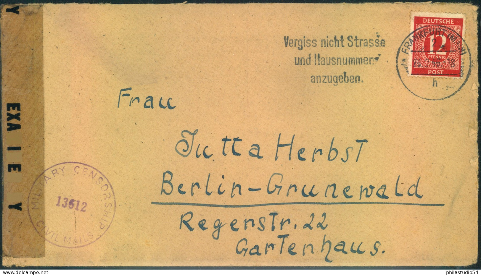 1946, Fernbrief 12 Pfg. Ziffer In Frühverwendung „FRANKFURT (MAIN)  25.2.46“ - Altri & Non Classificati
