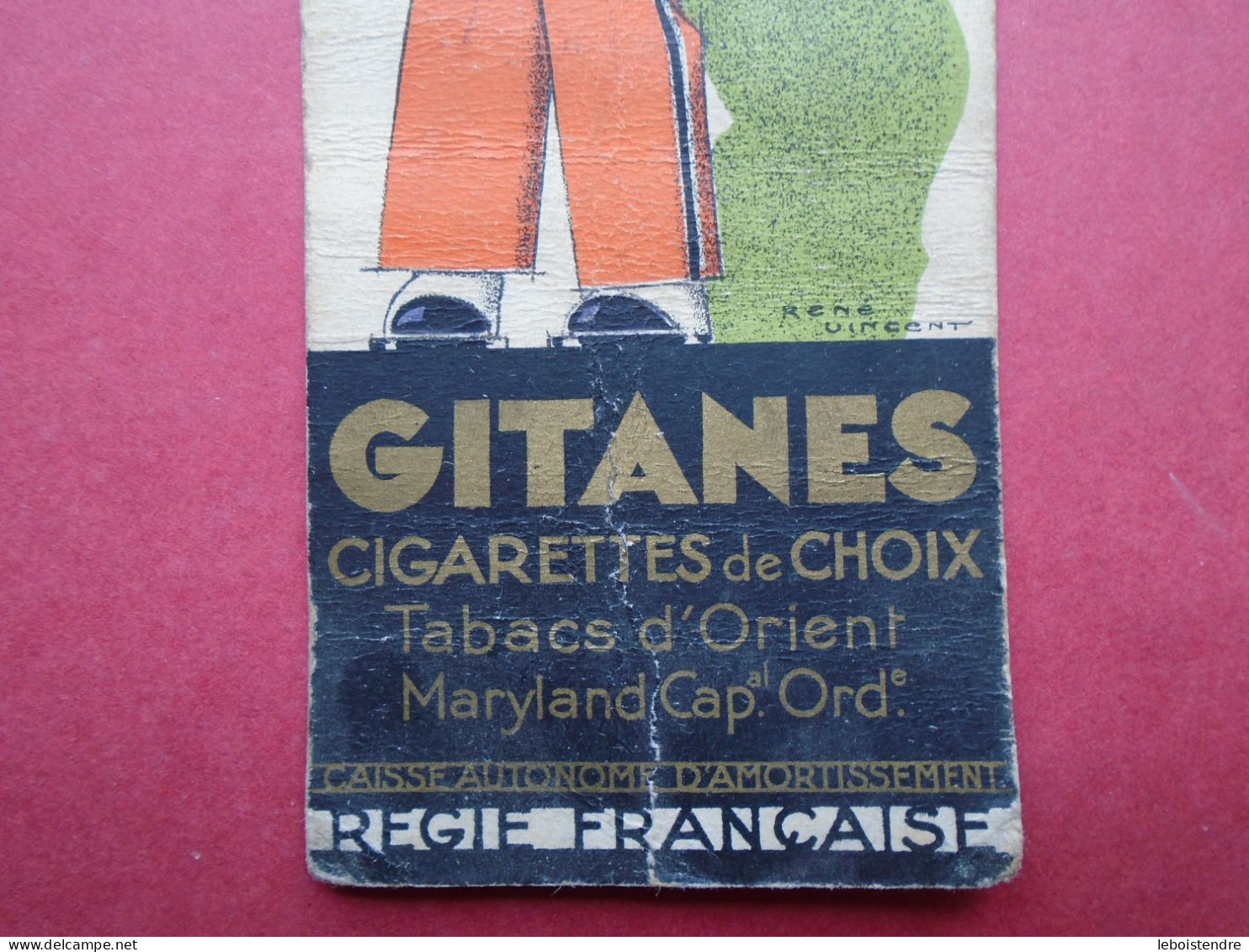 PETIT CARTONNAGE RESTO / VERSO PUB GITANES  CIGARETTES BALTO  ILLUSTRATION RENE VINCENT  REGIE FRANCAISE - Advertising Items