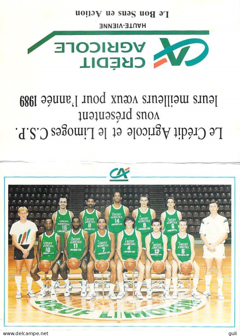 Calendrier Petit Format Année 1989 LIMOGES.C.S.P  Basketball Basket Ball Pub CREDIT AGRICOLE Boeuf Limousin  *PRIX FIXE - Grand Format : 1981-90