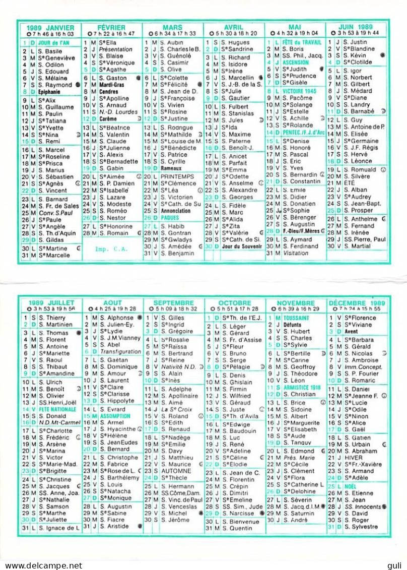 Calendrier Petit Format Année 1989 LIMOGES.C.S.P  Basketball Basket Ball Pub CREDIT AGRICOLE Boeuf Limousin  *PRIX FIXE - Grand Format : 1981-90