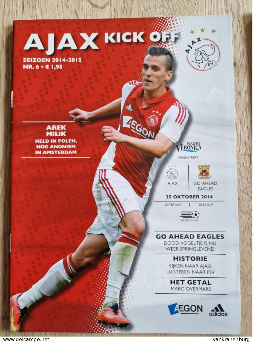 Programme Ajax - Go Ahead Eagles - 25.10.2014 - Holland - Program - Football - Arek Milik - Habillement, Souvenirs & Autres