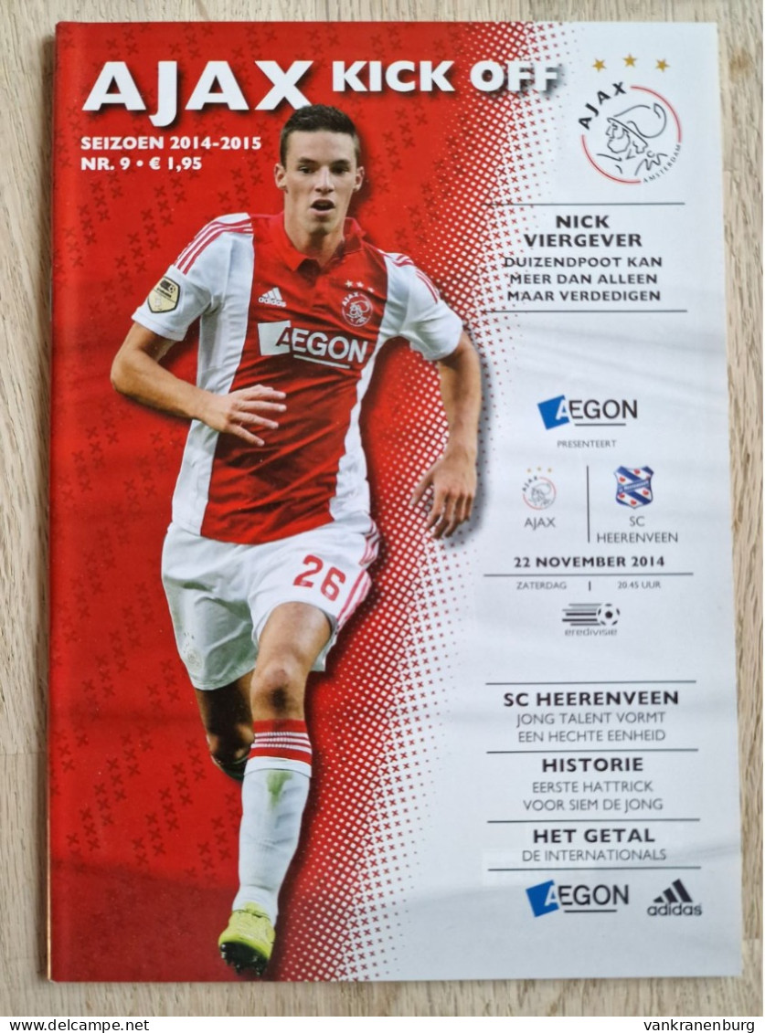 Programme Ajax - SC Heerenveen - 22.11.2014 - Holland - Program - Football - Nick Viergever - Habillement, Souvenirs & Autres