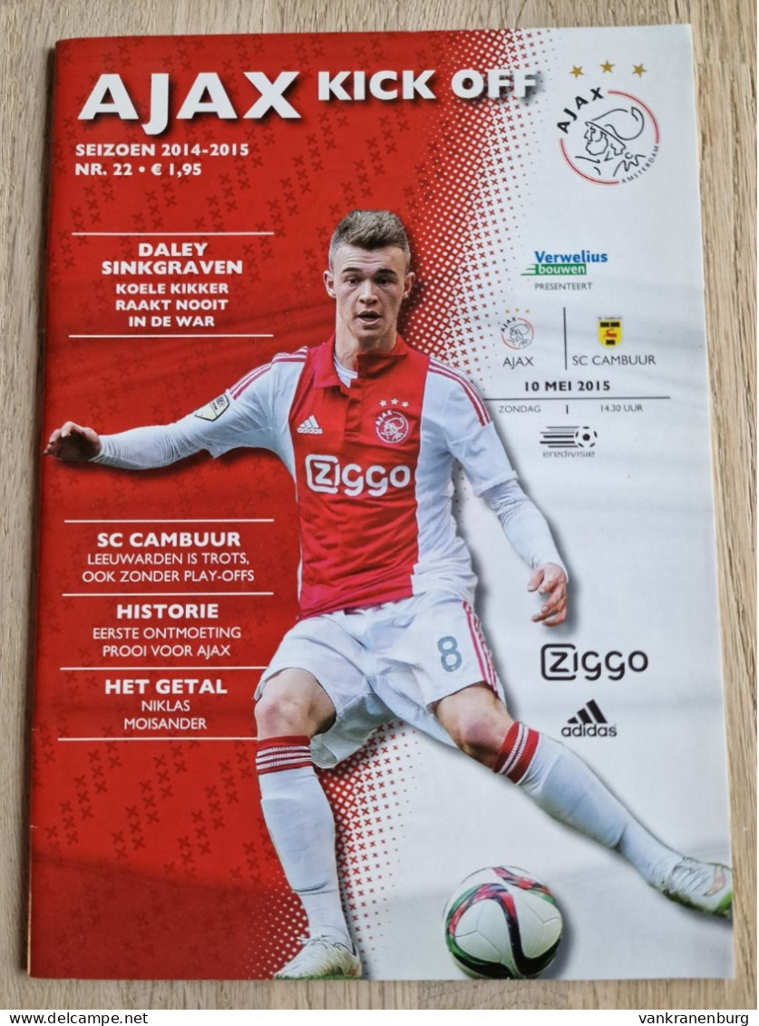 Programme Ajax - SC Cambuur Leeuwarden - 10.5.2015 - Holland - Program - Football - Daley Sinkgraven - Habillement, Souvenirs & Autres