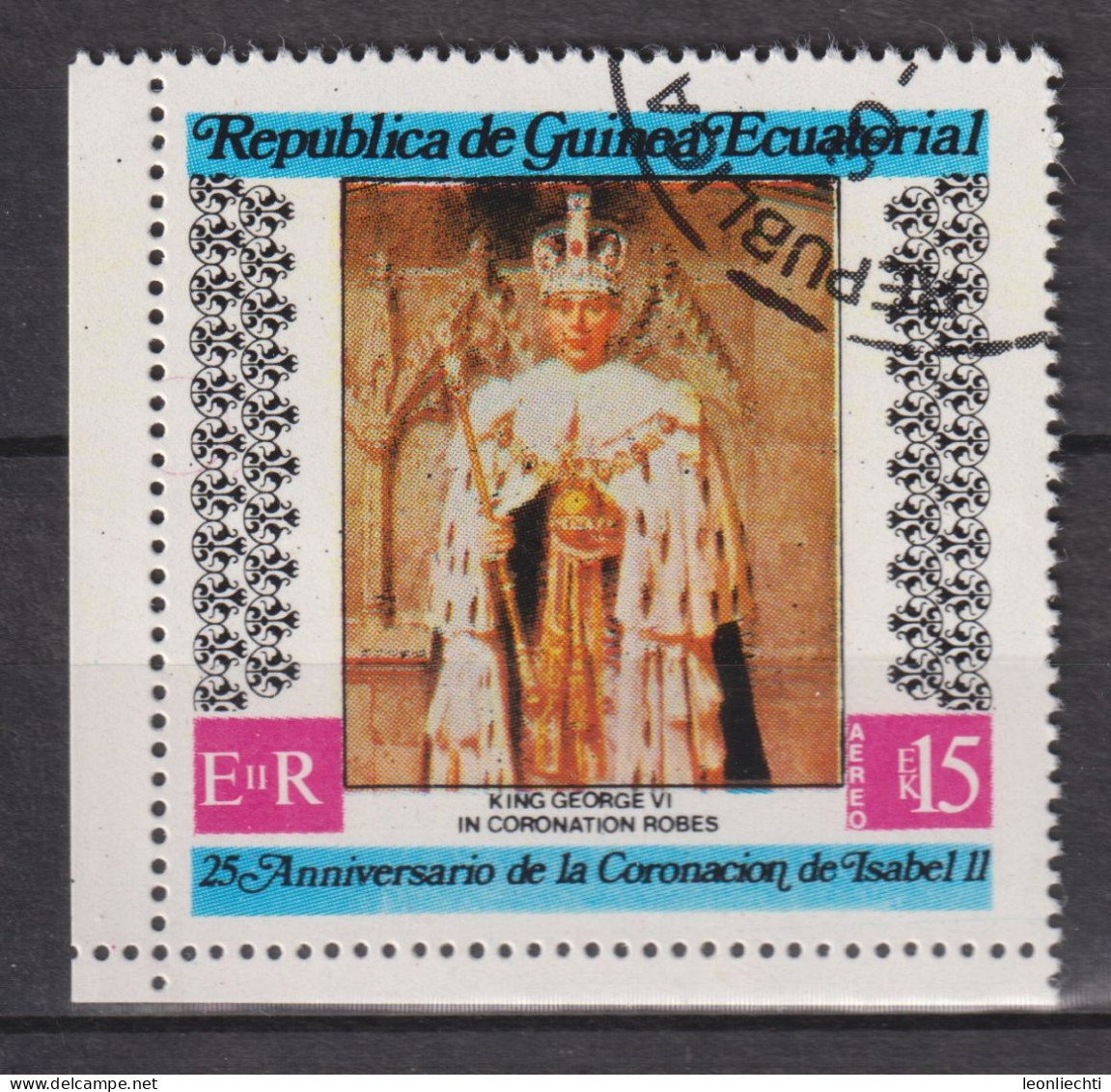 1978 Äquatorial-Guinea, Yt:GQ PA115-E°,King George VI In Coronation Robes,  Elizabeth II, 25th Coronation (VI) - Guinée Equatoriale