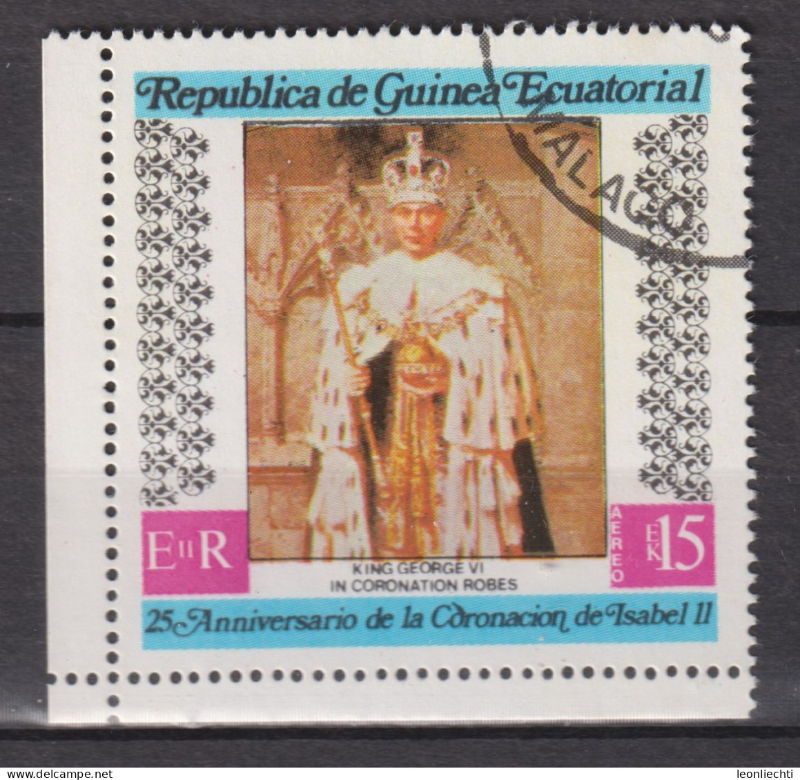 1978 Äquatorial-Guinea, Yt:GQ PA115-E°,King George VI In Coronation Robes,  Elizabeth II, 25th Coronation (VI) - Guinée Equatoriale