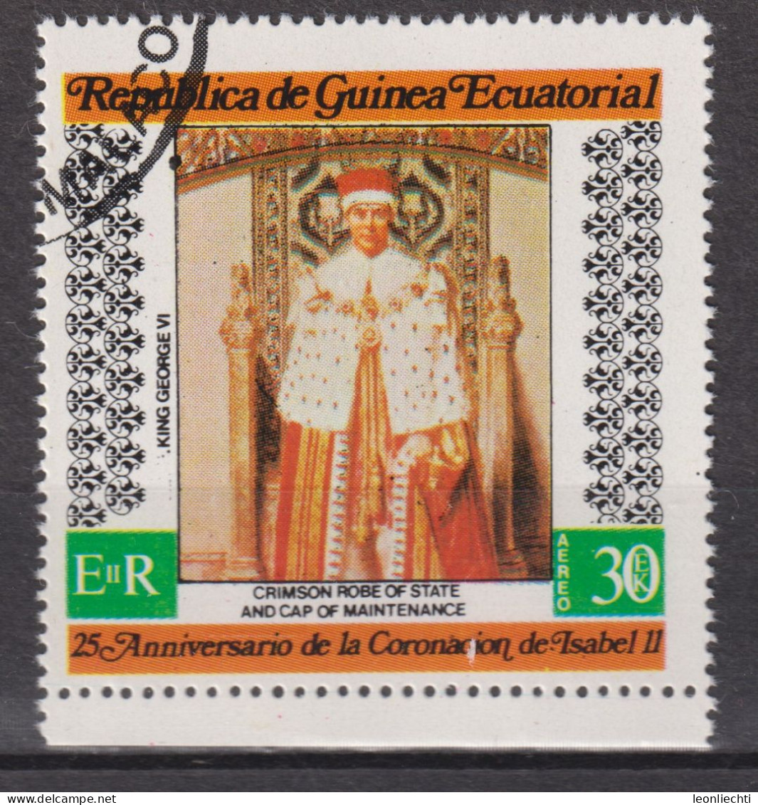 1978 Äquatorial-Guinea, Yt:GQ PA115-F°,King George VI In Coronation Robes,  Elizabeth II, 25th Coronation (VI) - Guinée Equatoriale