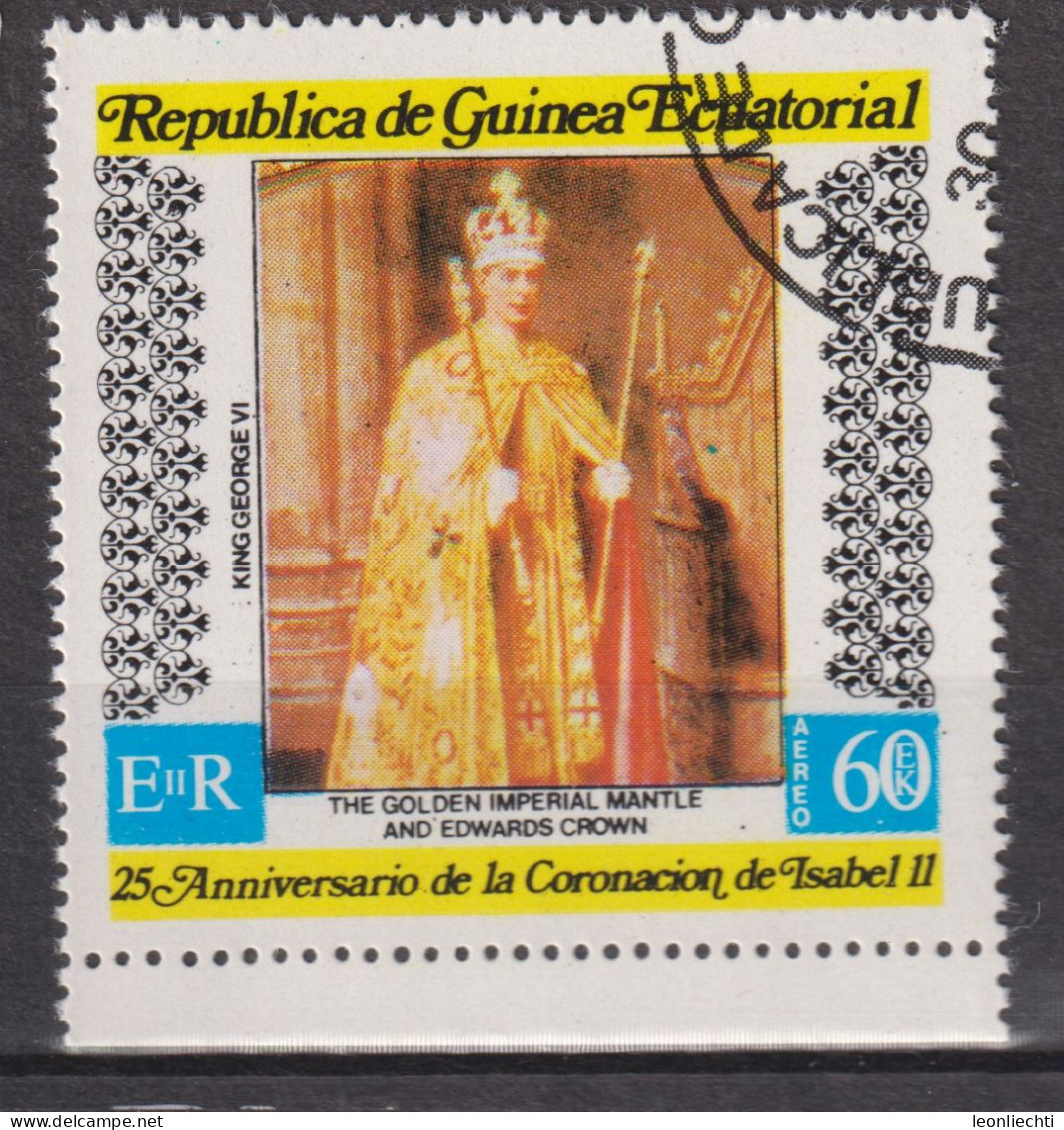 1978 Äquatorial-Guinea, Yt:GQ PA115-G°,King George VI In Coronation Robes,  Elizabeth II, 25th Coronation (VI) - Guinée Equatoriale