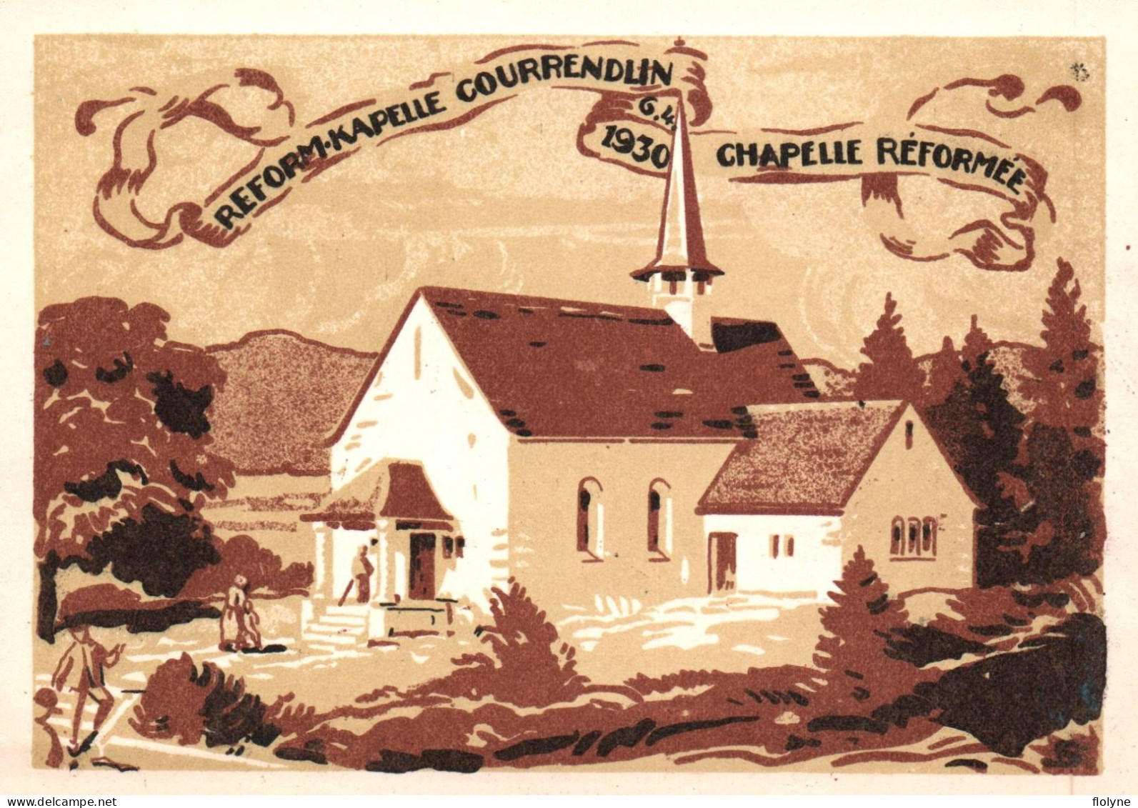 Courrendlin - Reform Kapelle 1930 , La Chapelle Réformée - Cpa Illustrateur Souvenir - Suisse Switzerland - Courrendlin