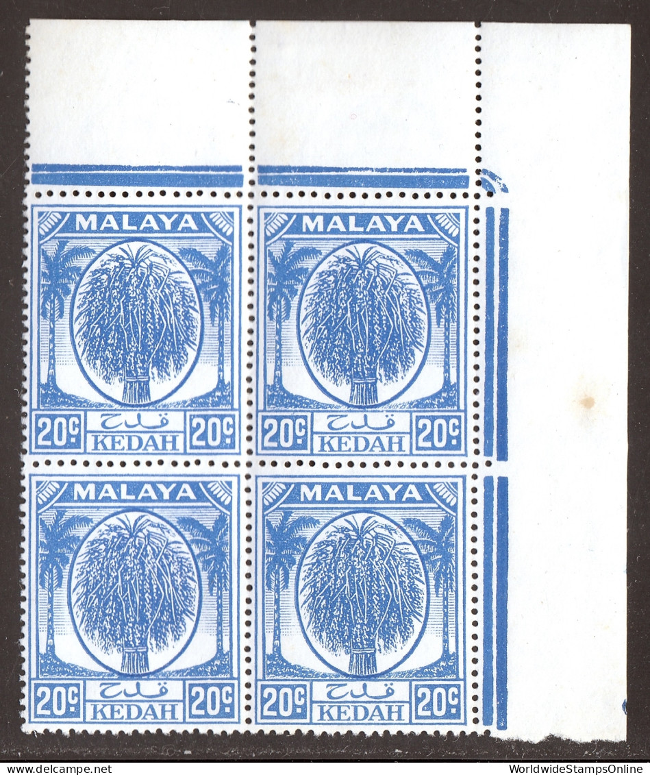 Malaya (Kedah) - Scott #73 - Blk/4 - MNH - Hinge, Toning Spot/selvage - SCV $6 - Kedah