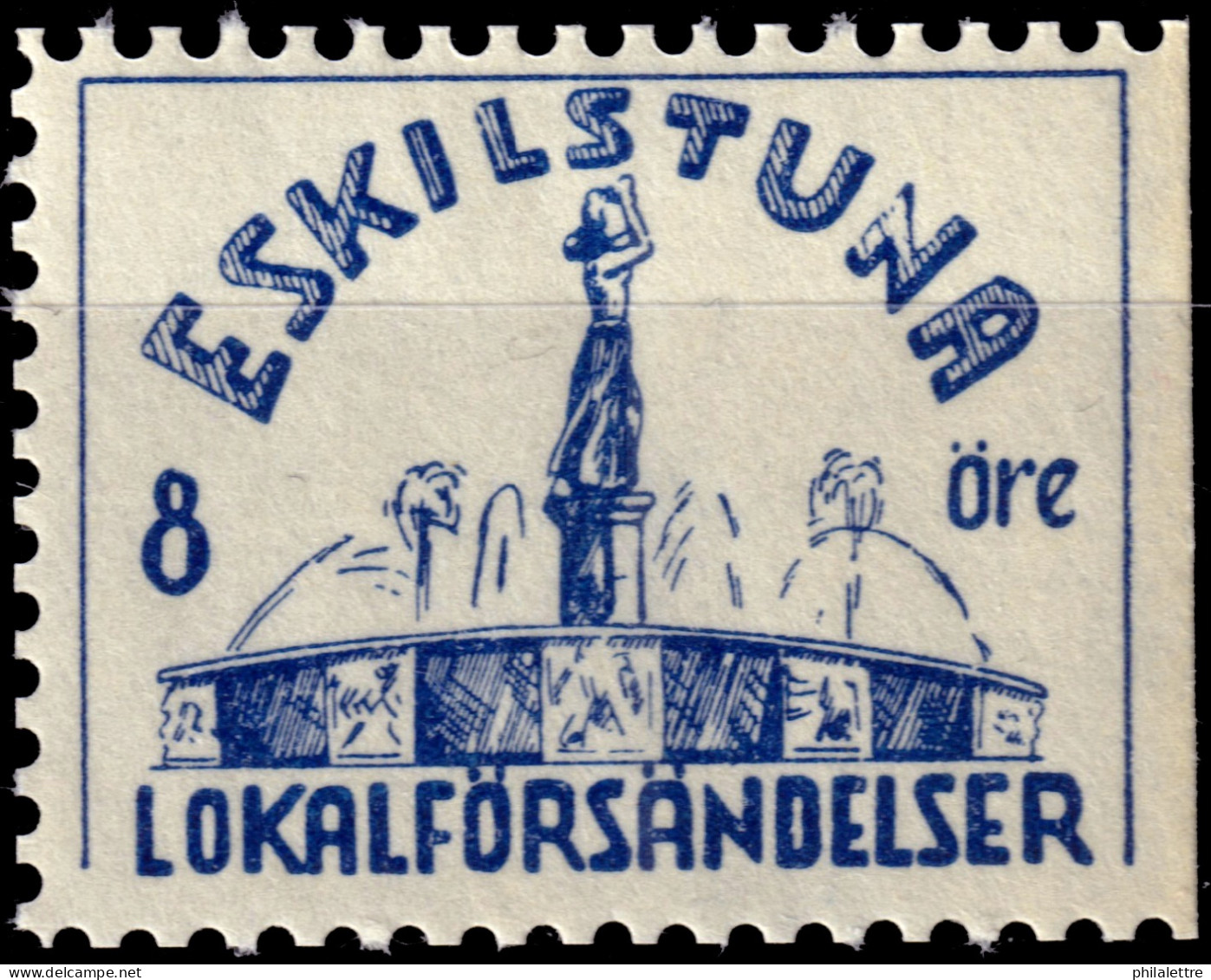 SUÈDE / SWEDEN - Local Post ESKILSTUNA 8öre Blue (imperf At Right) - Mint NH** - Local Post Stamps