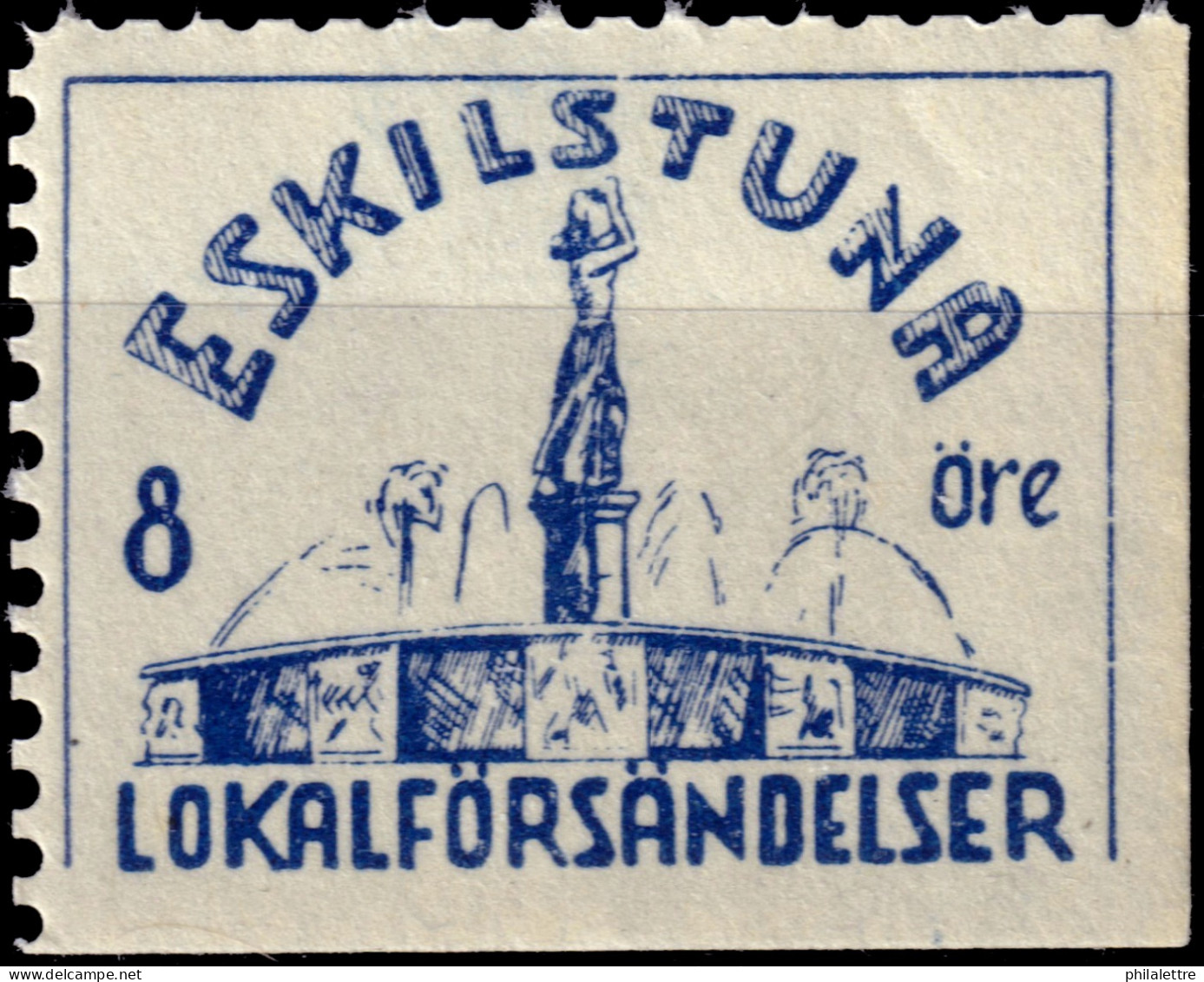 SUÈDE / SWEDEN - Local Post ESKILSTUNA 8öre Blue (imperf Bottom & Right) - Mint NH** - Ortsausgaben