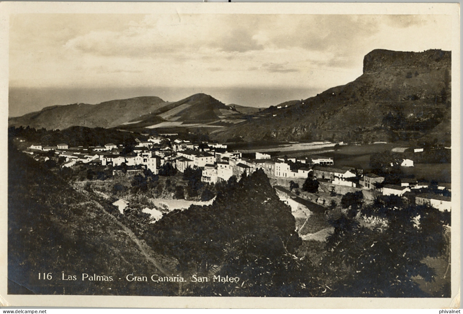 1939 CANARIAS , LAS PALMAS DE GRAN CANARIA , T.P. CIRCULADA , CENSURA MILITAR , POR AVIÓN , SAN MATEO - Storia Postale