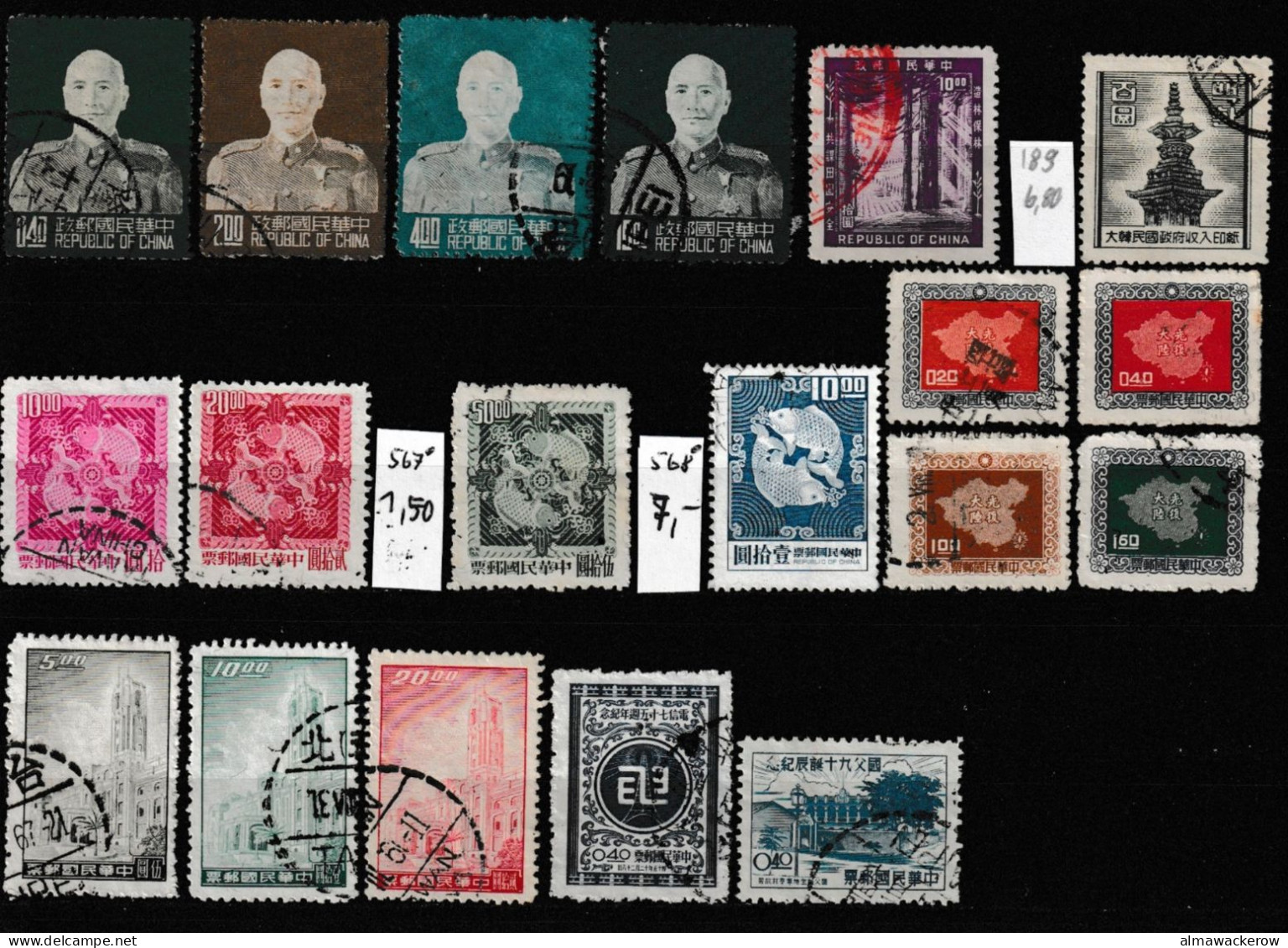 23-054 Republic Of China 1953-1965 Lot Of Stamps Including Mi 189 And 568  Used O - Used Stamps