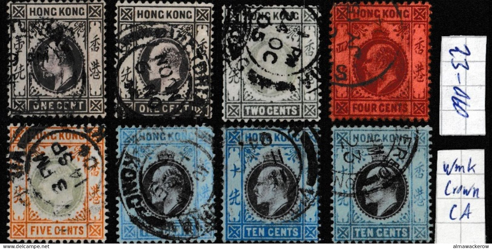 23-060 Hong Kong 1903 King Edward VII. Definitives Wmk Single Crown CA Used O - Oblitérés