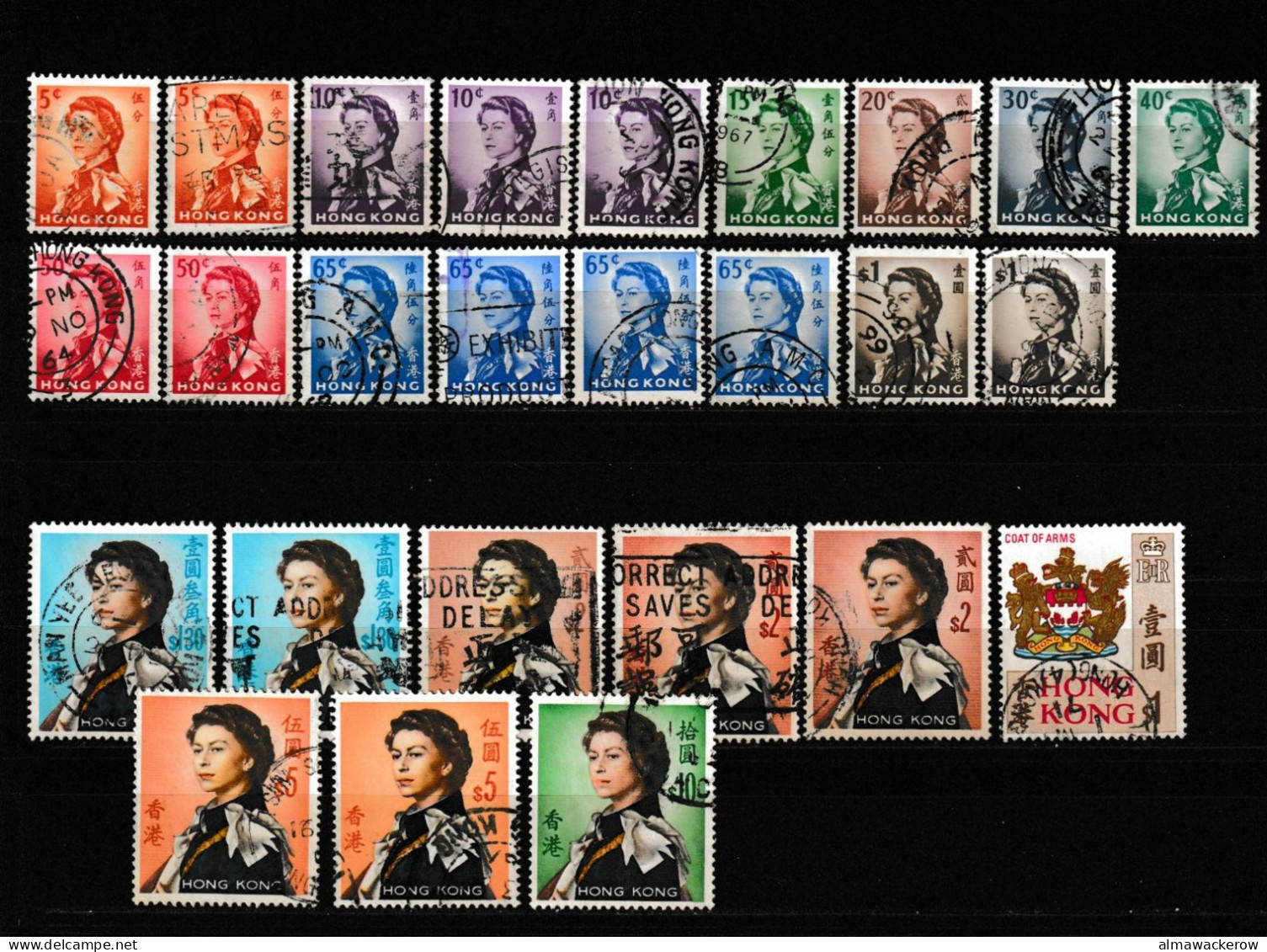 23-063 Hong Kong 1962-1968 Lot Of Queen E II Definitives Used O - Used Stamps