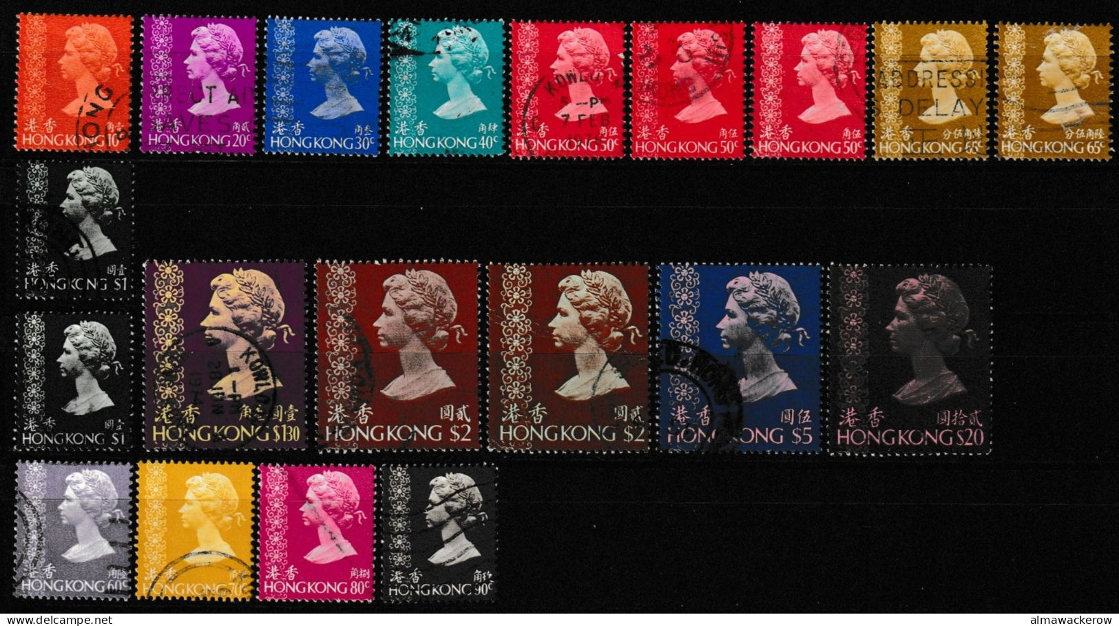 23-064 Hong Kong 1973-1981 Lot QE II  Definitives Used O, High Cv! - Gebruikt