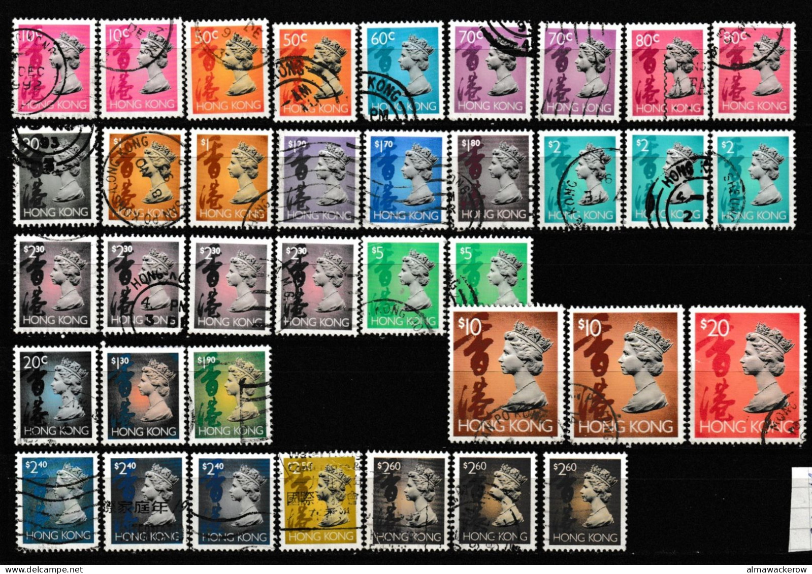 23-067 Hong Kong 1992-1997 Lot QE II Efinitives Used O - Oblitérés