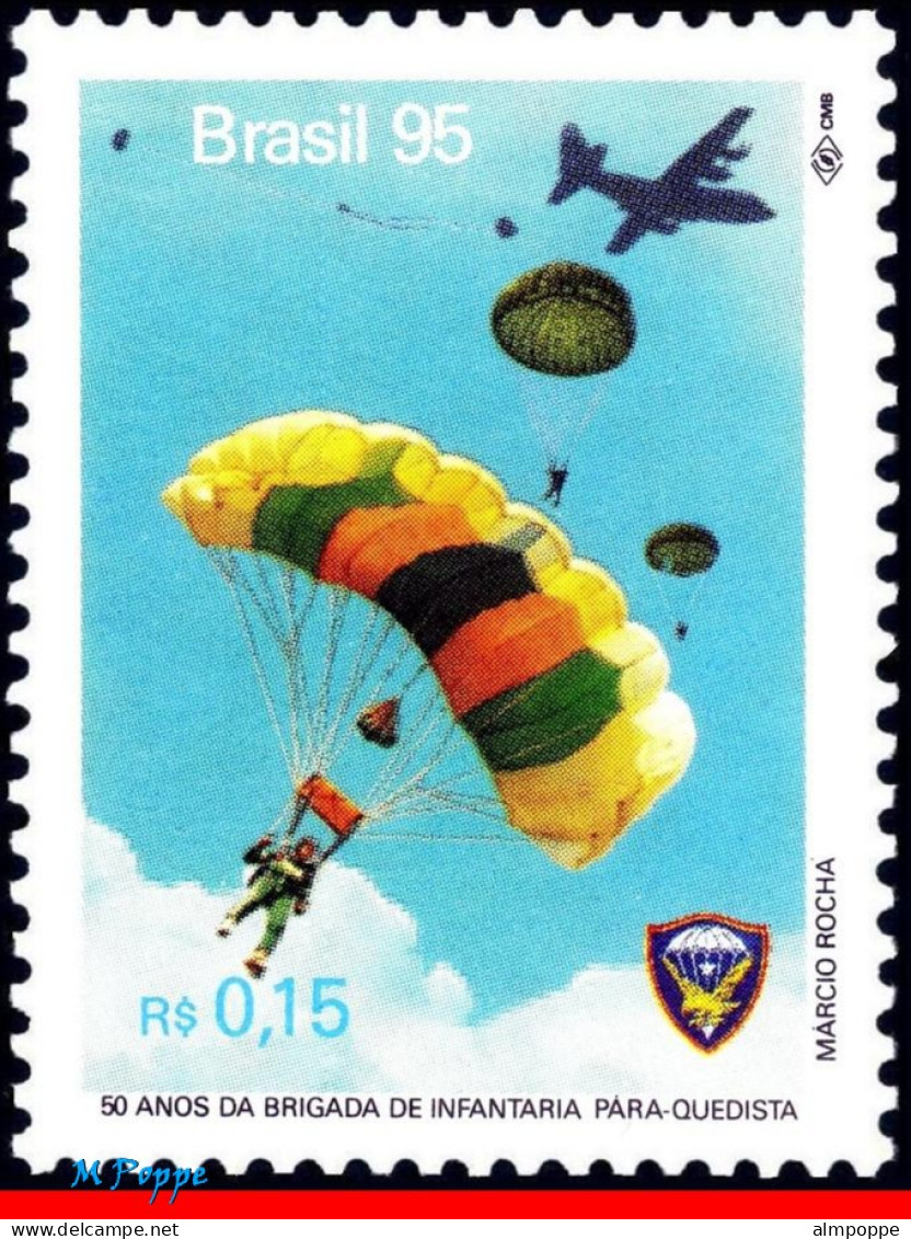 Ref. BR-2548 BRAZIL 1995 - PARASHUTE BRIGADE, PLANE,PARACHUTIST, MI# 2659, MNH, SPORTS 1V Sc# 2548 - Parachutting