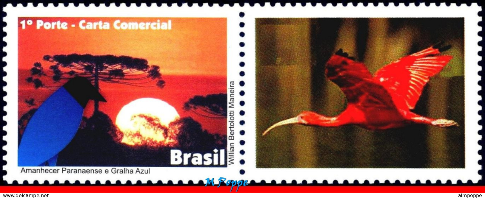 Ref. BR-3203-1FO BRAZIL 2011 - DAWN PARANA,BLUE JACKDAW,BIRDS,MANED,PERSONALIZED MNH, ANIMALS, FAUNA 12V Sc# 3203 - Gepersonaliseerde Postzegels