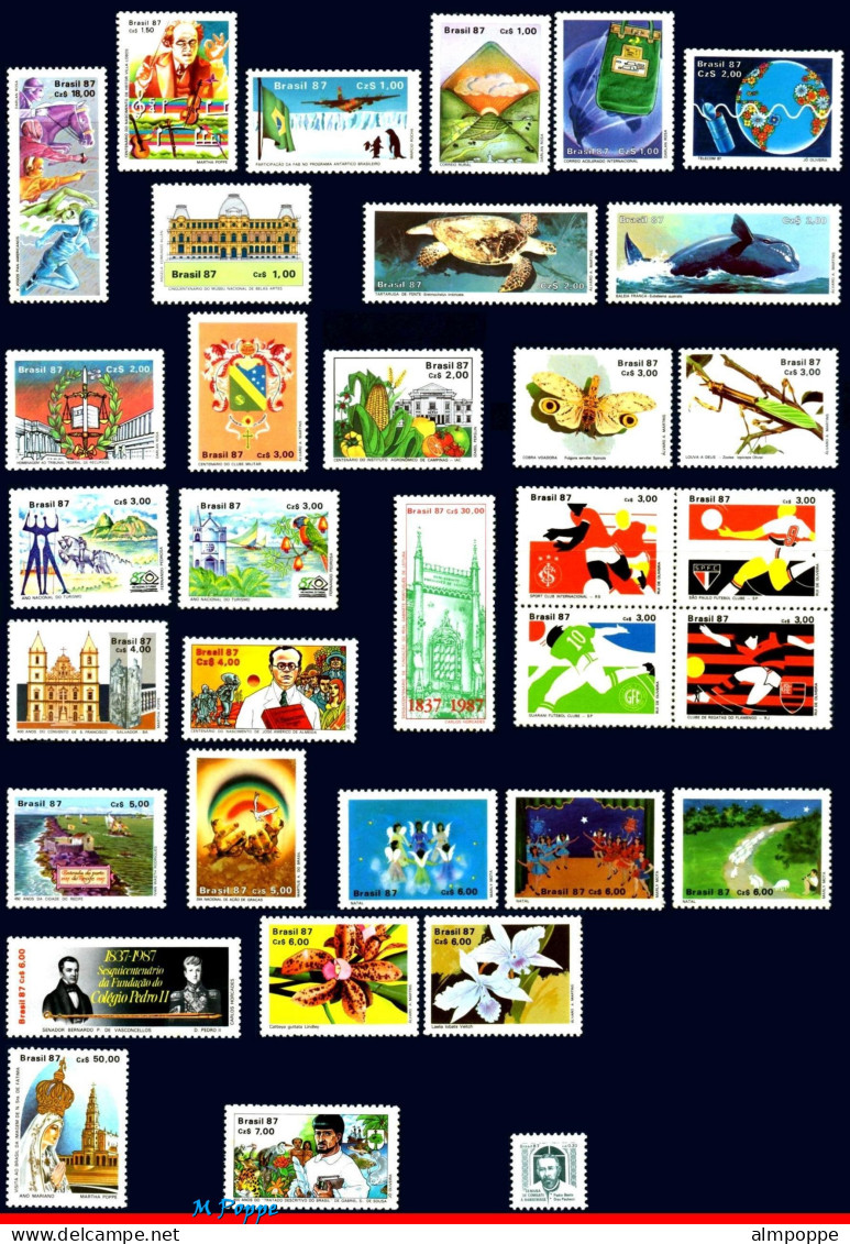 Ref. BR-Y1987 BRAZIL 1987 - ALL STAMPS ISSUED, FULLYEAR, SCOTT 2095-2124+RA23, MNH, . 34V - Annate Complete