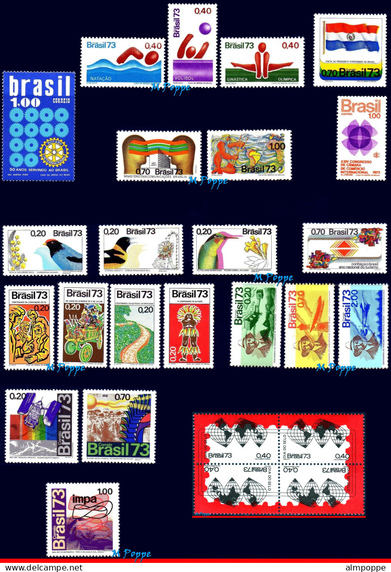 Ref. BR-Y1973-S BRAZIL 1973 - ALL COMMEMORATIVE STAMPSOF THE YEAR, SC# 1276~1331+RA17 MNH VF, . 57V Sc# 1276-1331 - Annate Complete