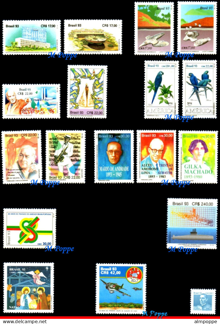 Ref. BR-Y1993 BRAZIL 1993 - ALL STAMPS ISSUED, FULLYEAR,(EXCEPT REGULAR STAMPS), MNH VF, . 53V Sc# 2398-2438 - Annate Complete