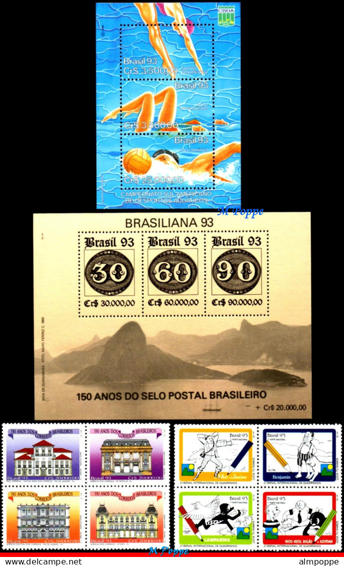 Ref. BR-Y1993 BRAZIL 1993 - ALL STAMPS ISSUED, FULLYEAR,(EXCEPT REGULAR STAMPS), MNH VF, . 53V Sc# 2398-2438 - Full Years