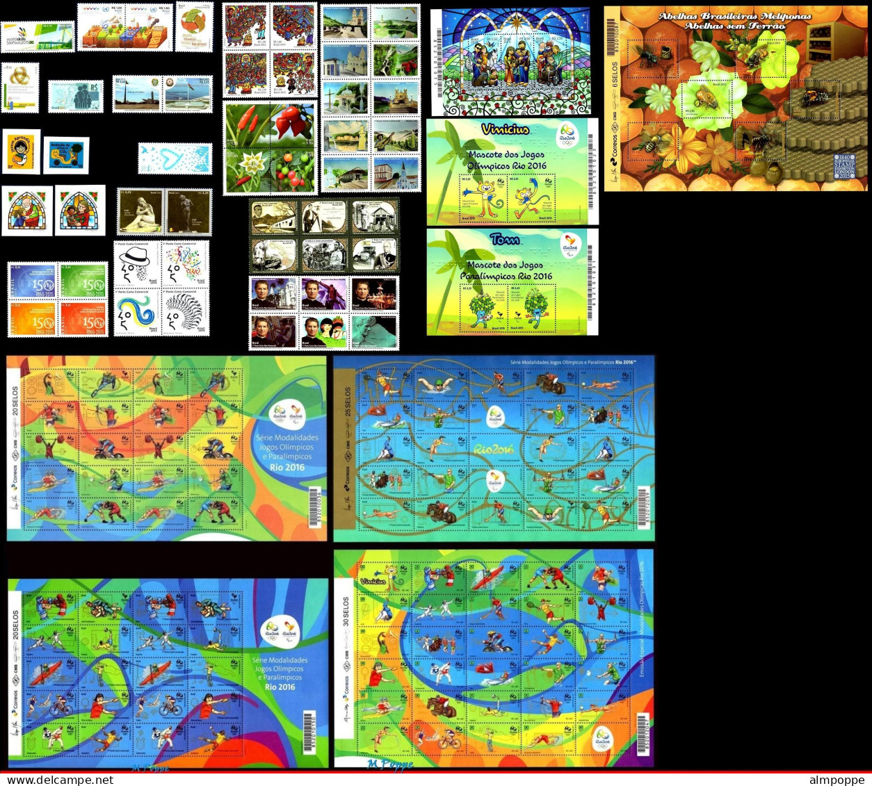 Ref. BR-Y2015 BRAZIL 2015 - ALL STAMPS ISSUED, FULLYEAR, ALL MNH VF, OLYMPIC 160V - Annate Complete