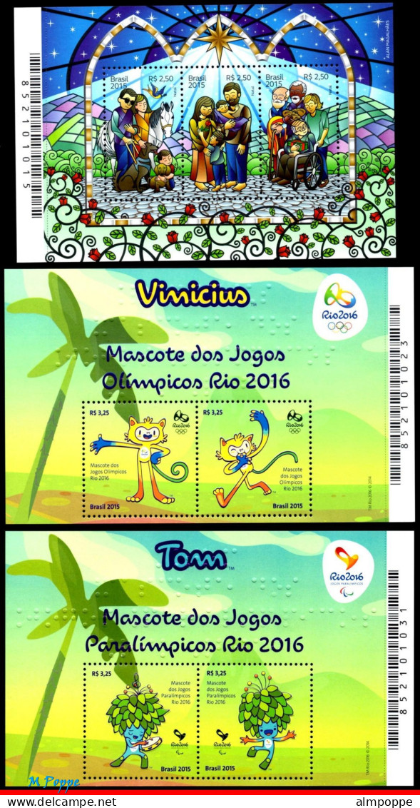 Ref. BR-Y2015 BRAZIL 2015 - ALL STAMPS ISSUED, FULLYEAR, ALL MNH VF, OLYMPIC 160V - Annate Complete