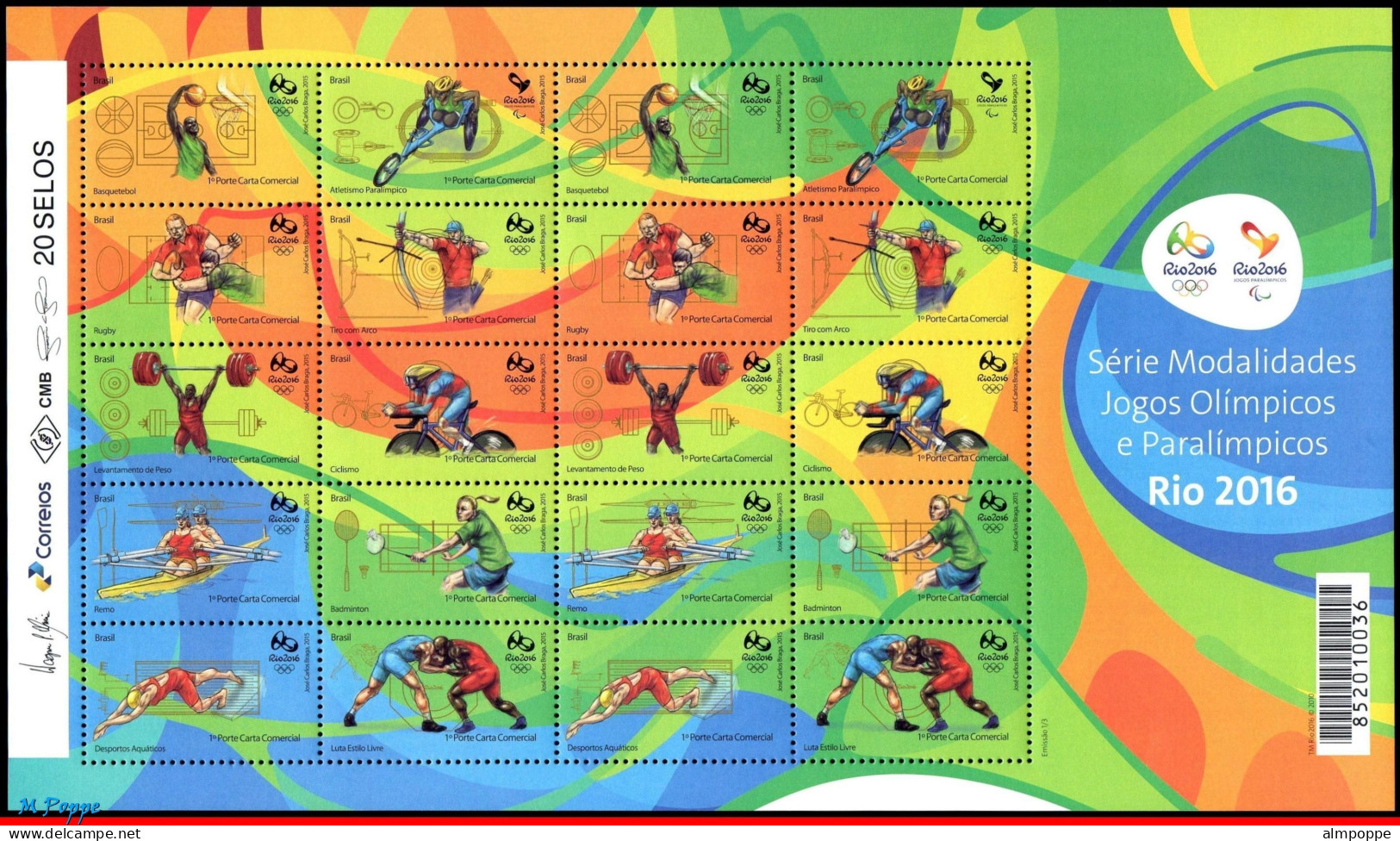 Ref. BR-Y2015 BRAZIL 2015 - ALL STAMPS ISSUED, FULLYEAR, ALL MNH VF, OLYMPIC 160V