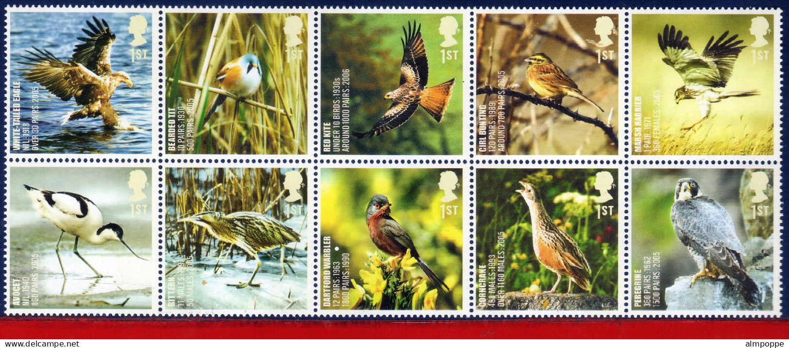 Ref. IN-V2011-3 GREAT BRITAIN 2011 - ANIMALS & FAUNA, FULL SETMNH, BIRDS 10V - Sin Clasificación