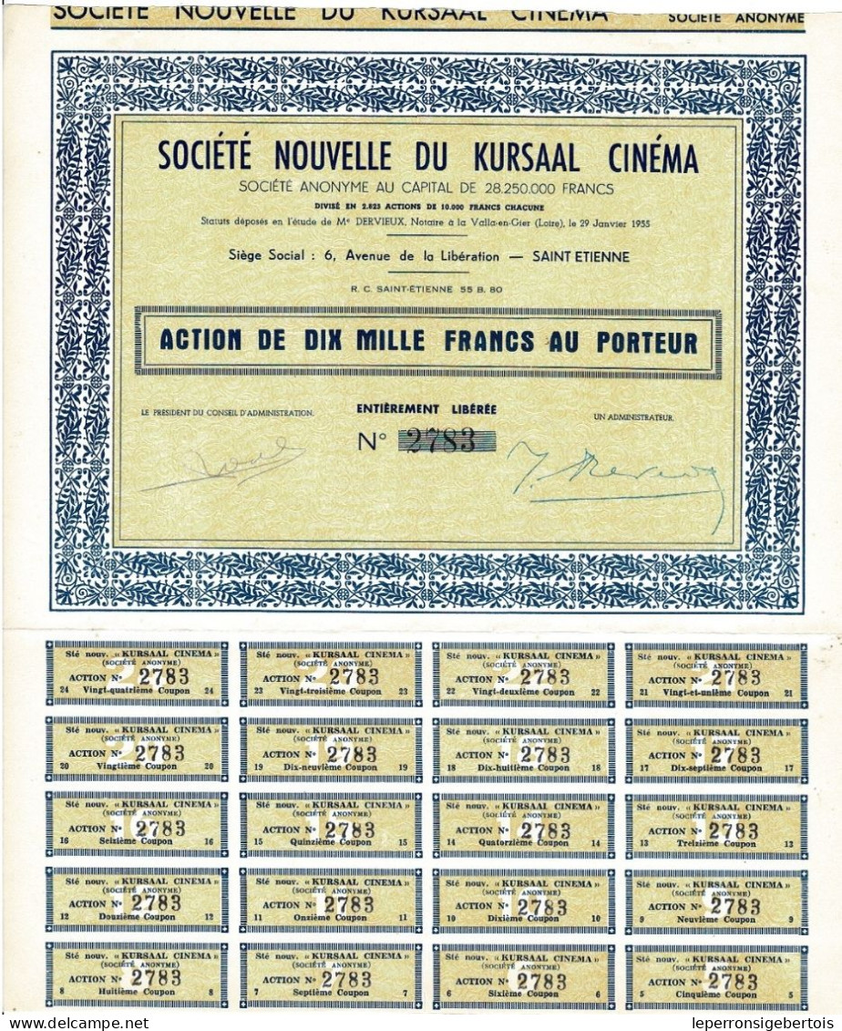 Titre De 1955 - Société Nouvelle Du Kursaal Cinéma - - Casinos