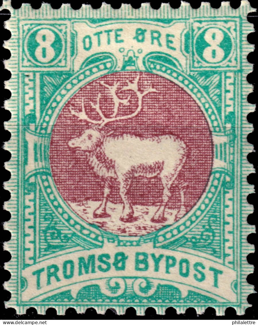 NORVÈGE / NORWAY - Local Post TROMSØ 8öre Purple-brown & Green (1887) - Mint* - Local Post Stamps